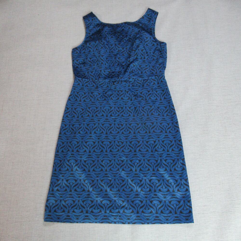 Banana Republic Dress Women Sz 12 Blue Geometric Bodycon Career Conservative NWT